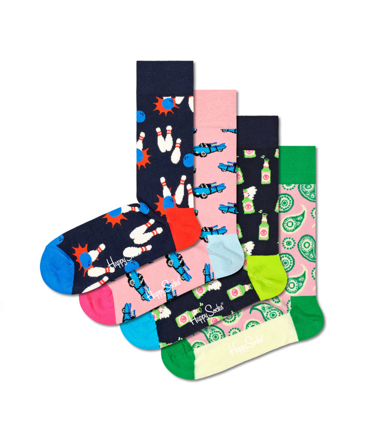 4-Pack Go Bowling Socks Gift Set Multi