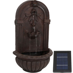 27"H Solar-Powered Polystone Florence Wall-Mount Water Fountain