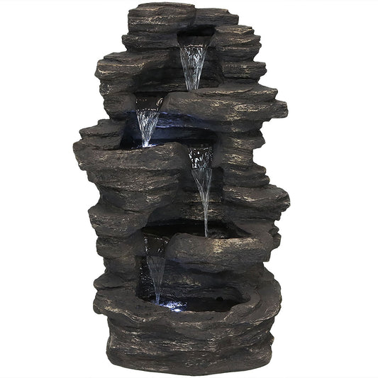 39"H Electric Polystone Rock Falls Waterfall Water Fountain with LED Lights