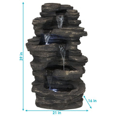 39"H Electric Polystone Rock Falls Waterfall Water Fountain with LED Lights