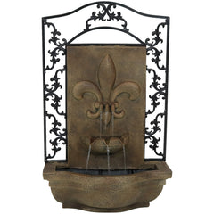 33"H Electric Polystone French Lily Design Wall-Mount Water Fountain