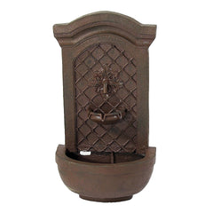 31"H Solar-Powered Polystone Rosette Leaf Wall-Mount Fountain