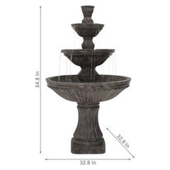 55"H Electric Polystone Classic Style 3-Tier Designer Water Fountain