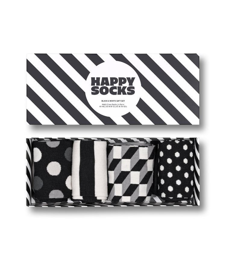 4-Pack Classic Black & White Socks Gift Set Multi