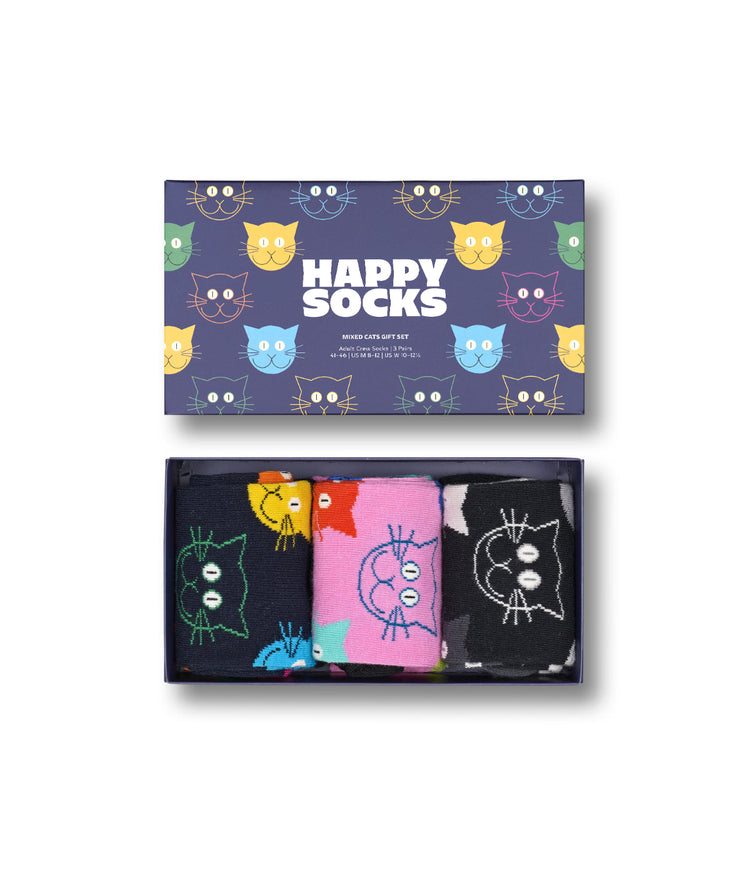 3-Pack Mixed Cat Socks Gift Set Multi