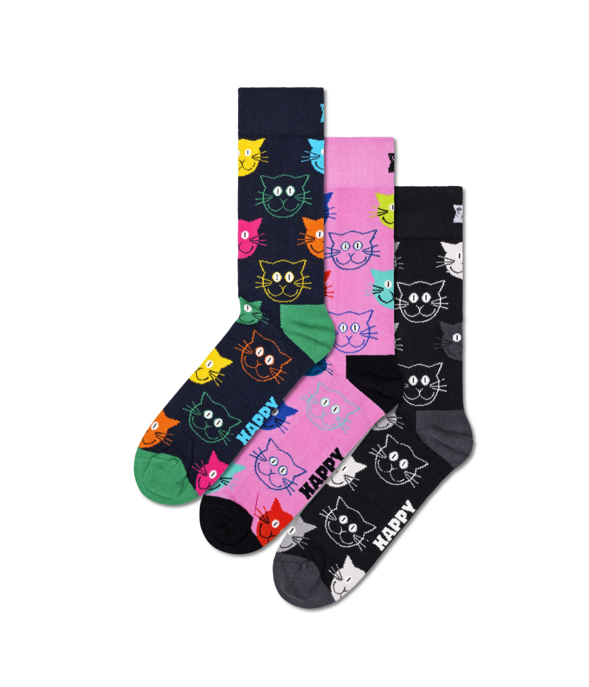 3-Pack Mixed Cat Socks Gift Set Multi