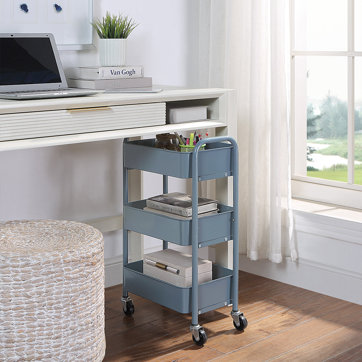  Sunnypoint Rolling Utility Cart - Blue - Bonton