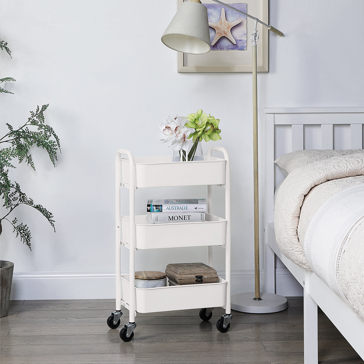  Sunnypoint Rolling Utility Cart - White - Bonton