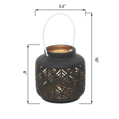 Ceramic Lantern Featuring LED Herringbone