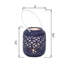 Ceramic Lantern Featuring LED Kilim