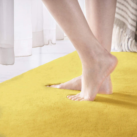 Yellow Faux Rabbit Fur Fuzzy Soft Fluffy Plush Cozy Shaggy Area Rug by Homemartgoods