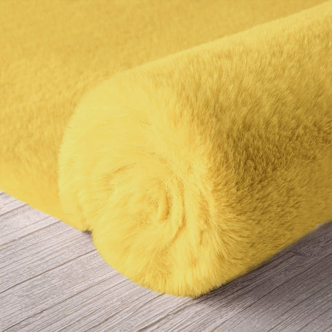 Yellow Faux Rabbit Fur Fuzzy Soft Fluffy Plush Cozy Shaggy Area Rug by Homemartgoods