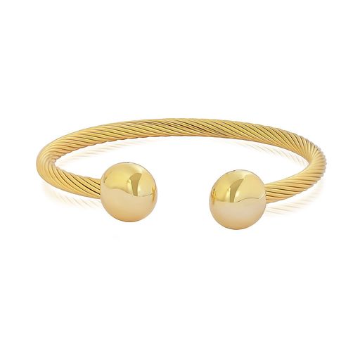  Gemesis Jewels by Edforce Bold Cable Wire Cuff Bracelet - Gold - Bonton