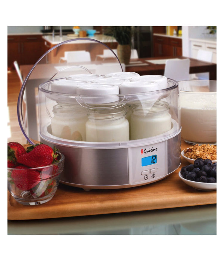Digital Yogurt Maker With 7 Glass Jars and 15 Hours Timer White