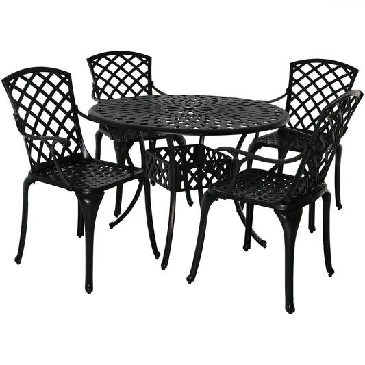 Crossweave Cast Aluminum Round Patio 5 Piece Dining Set