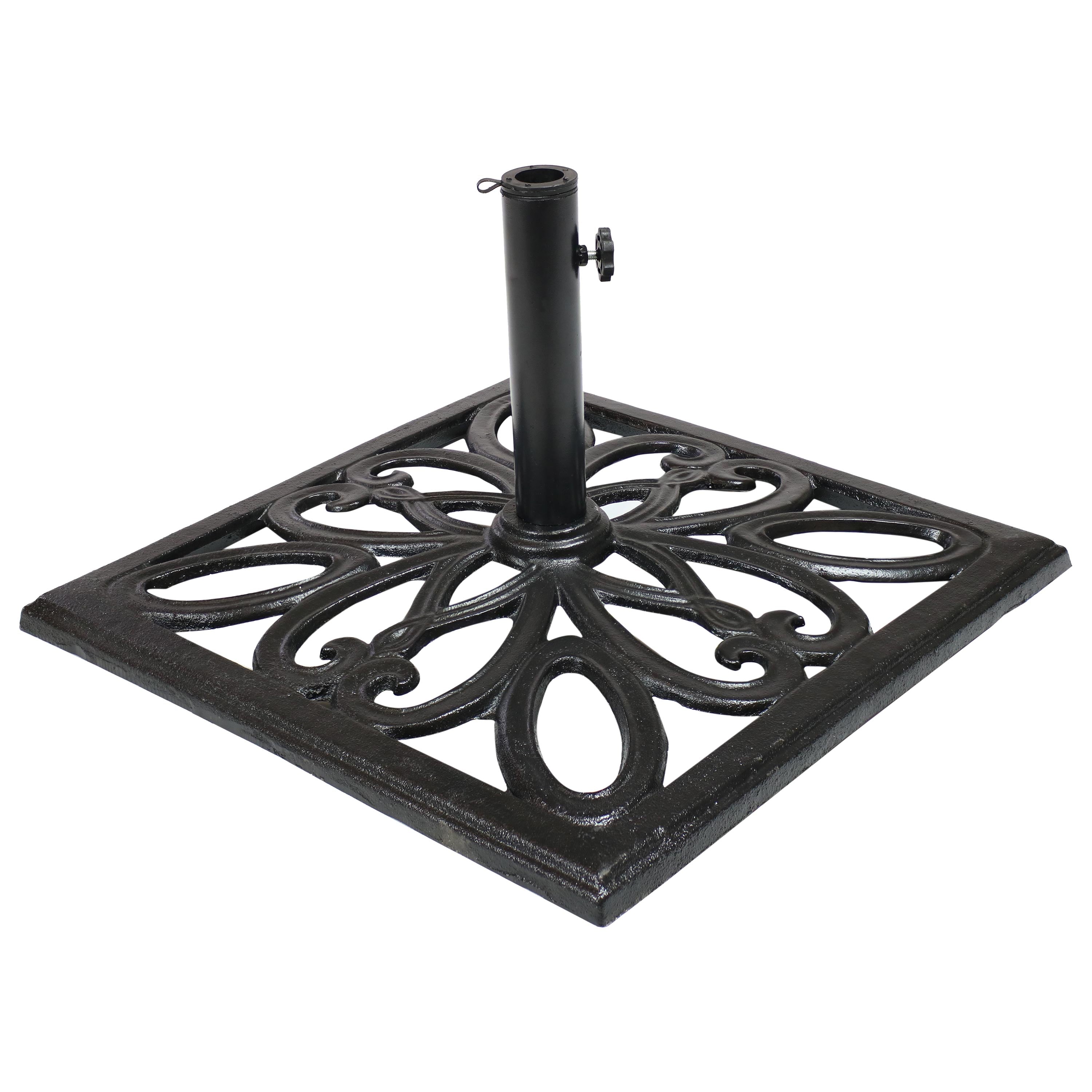  Sunnydaze Decor Heavy-Duty Cast Iron Decorative Imperial Geometric Design Square Patio Umbrella Base - 16