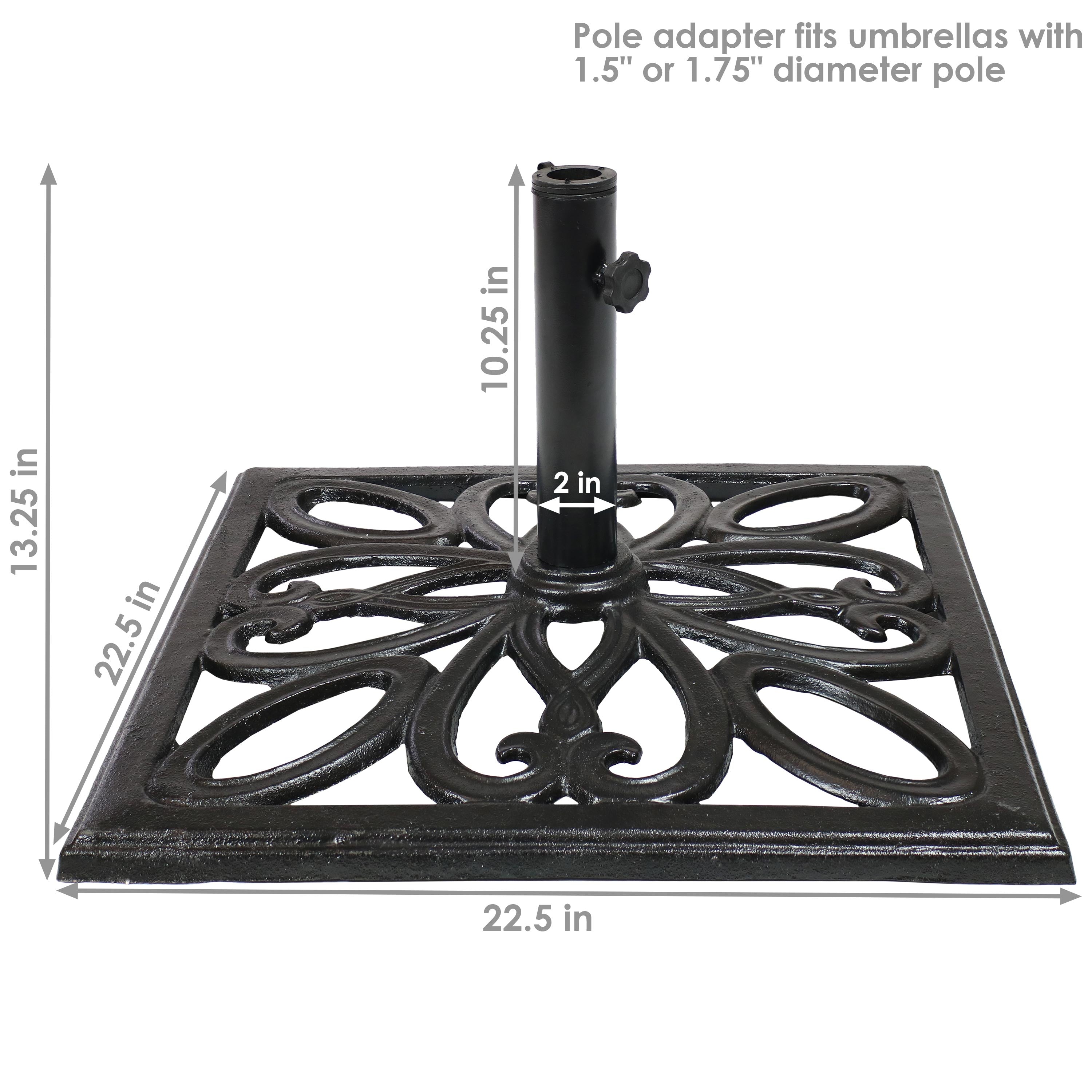  Sunnydaze Decor Heavy-Duty Cast Iron Decorative Imperial Geometric Design Square Patio Umbrella Base - 16