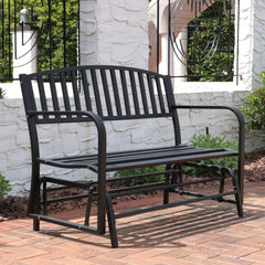 50" 2-Person Metal Glider Bench, Black