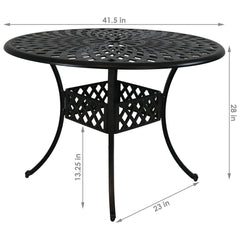 Crossweave Design Black Cast Aluminum Round Patio Dining Table with Umbrella Hole