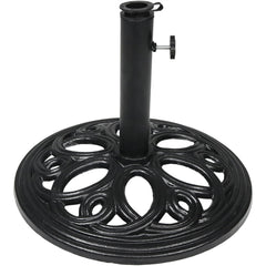 Heavy-Duty Cast Iron Decorative Patio Yard Round Umbrella Base Stand - 18" - Black