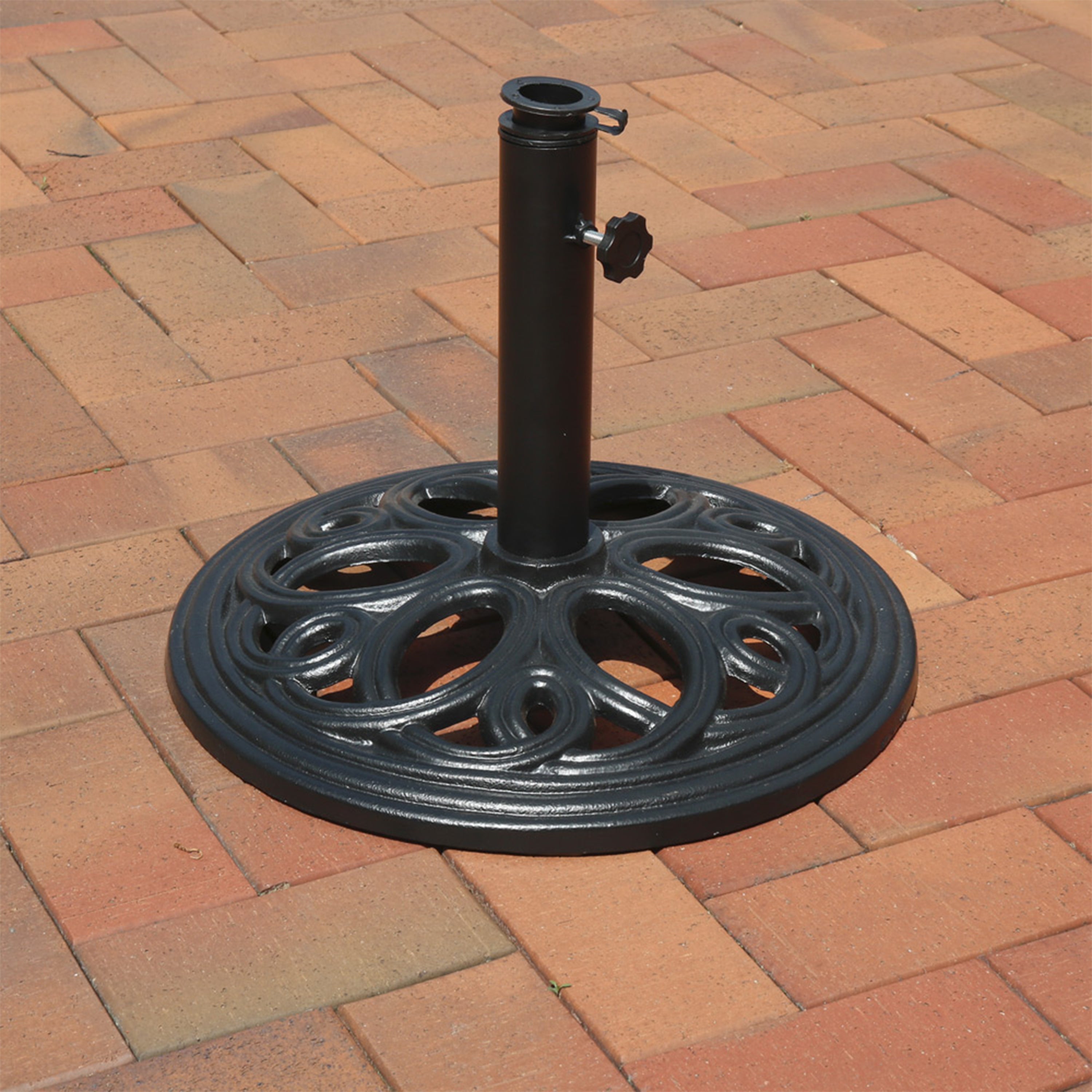  Sunnydaze Decor Heavy-Duty Cast Iron Decorative Patio Yard Round Umbrella Base Stand - 18