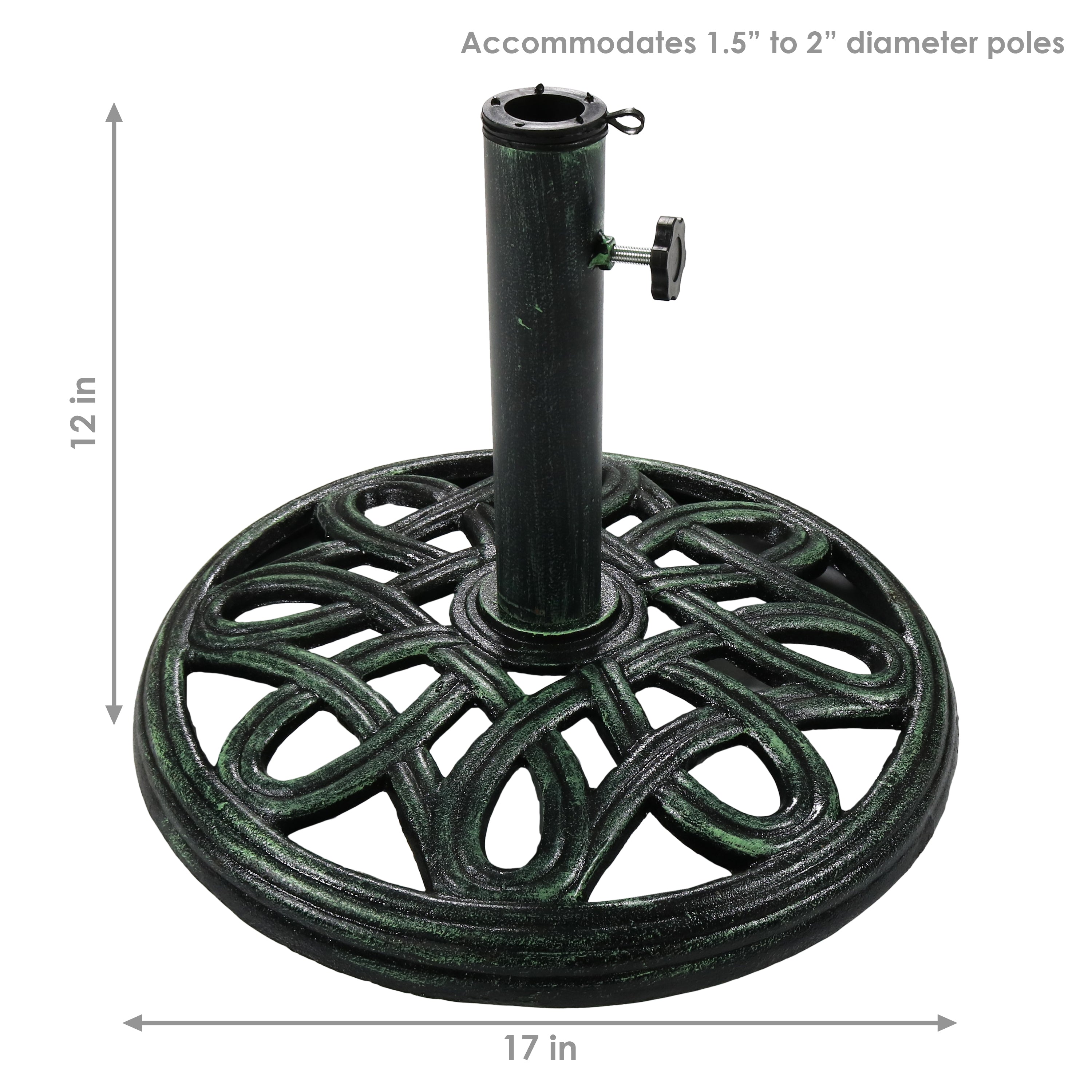  Sunnydaze Decor Heavy-Duty Cast Iron Decorative Design Patio Yard Round Umbrella Base Stand - 17