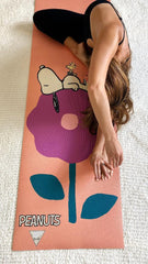 Yune Yoga Mat Peanuts Snoopy and Woodstock Tan Flower by Yune Yoga