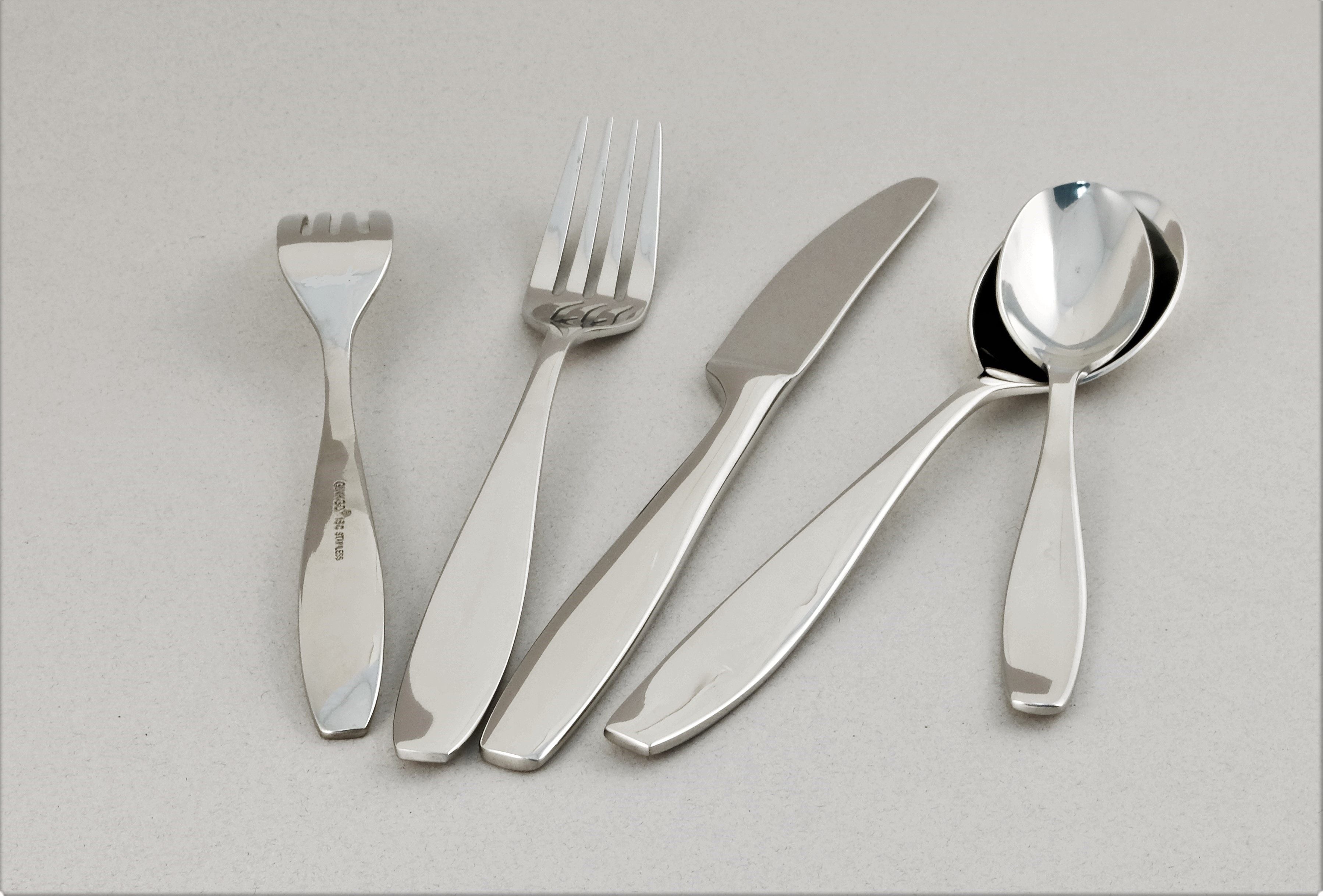  Ginkgo Allison Stainless Steel Flatware 42 Piece Set - Mirror Stainless Steel - Bonton