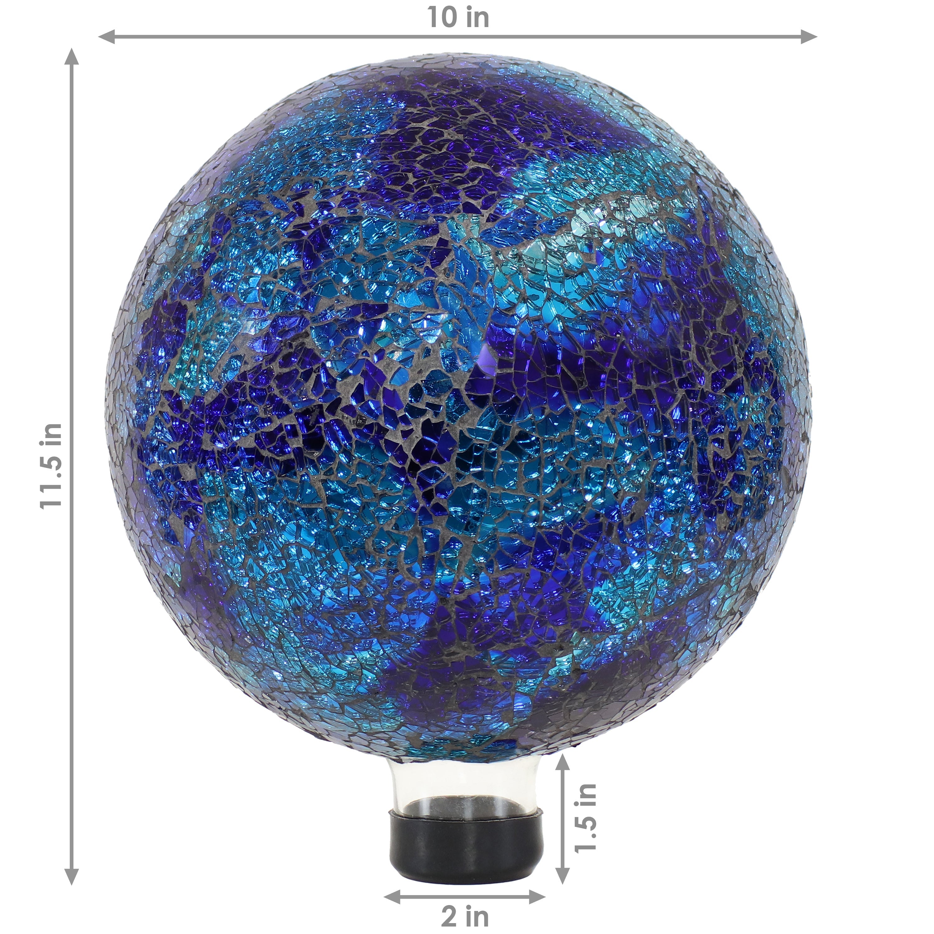  Sunnydaze Decor Deep Ocean Swirl Gazing Globe, Blue Crackled Mosaic Glass, 10