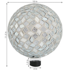 Diamond Mosaic Gazing Globe Glass Garden Ball 10" Pack of 2