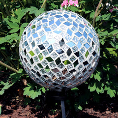 Diamond Mosaic Gazing Globe Glass Garden Ball 10" Pack of 2