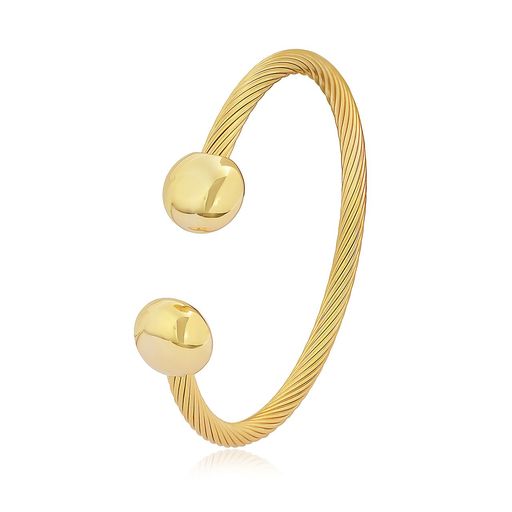  Gemesis Jewels by Edforce Bold Cable Wire Cuff Bracelet - Gold - Bonton