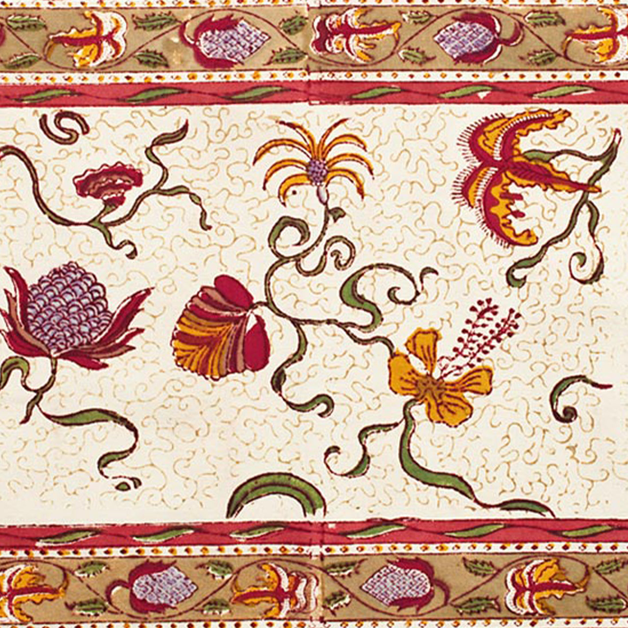  Couleur Nature Fleurs des Indes Placemats Set of 6 - Red/White - Bonton