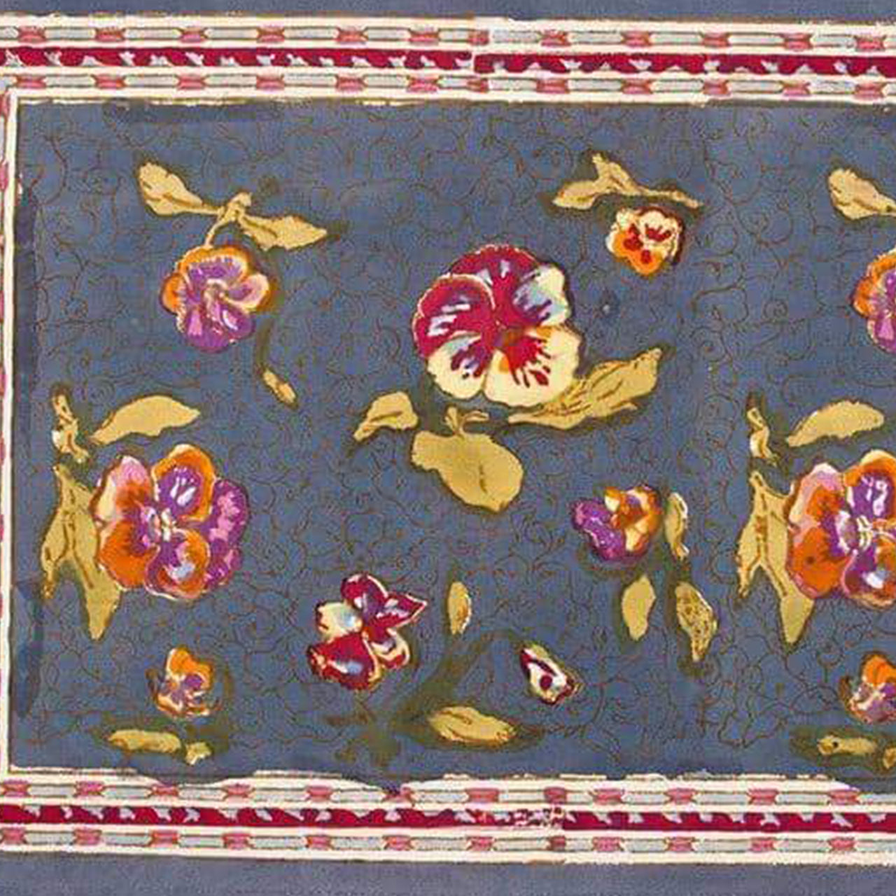  Couleur Nature Pansy Red/Grey Placemats Set of 6 - Red/Grey - Bonton