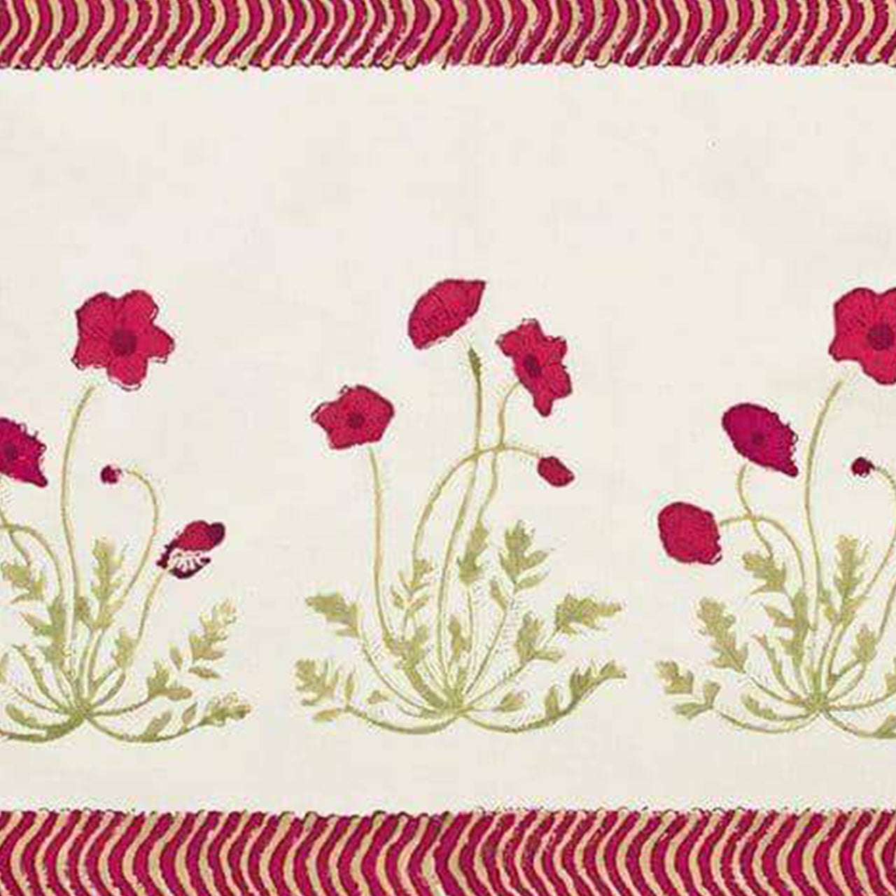  Couleur Nature Poppies Red/Green Placemats Set of 6 - Red/Green - Bonton