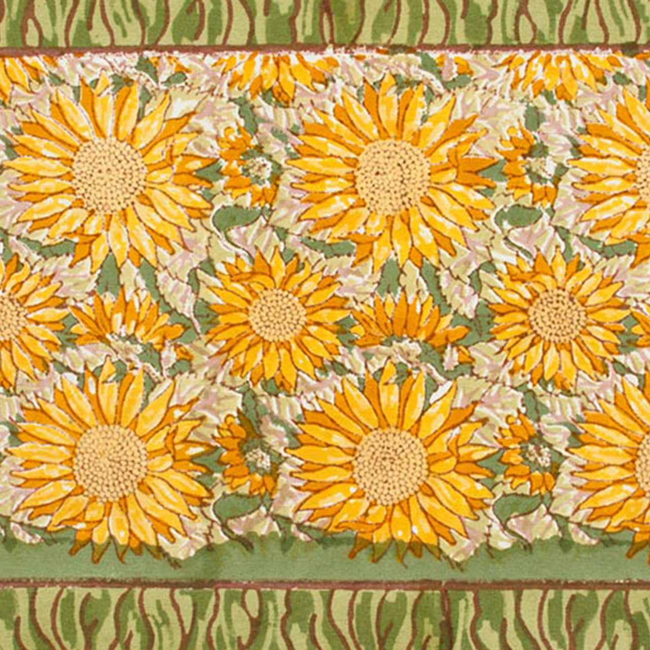  Couleur Nature Sunflower Yellow/Green Placemats Set of 6 - Yellow/Green - Bonton