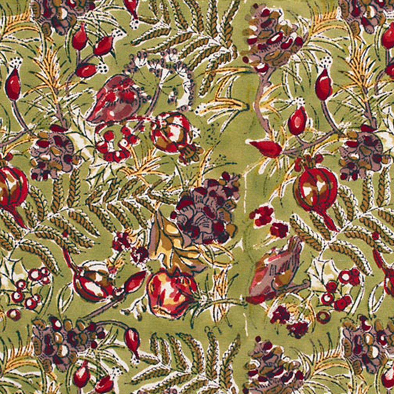  Couleur Nature Winter Garden Red/Green Placemats Set of 6 - Red/Green - Bonton