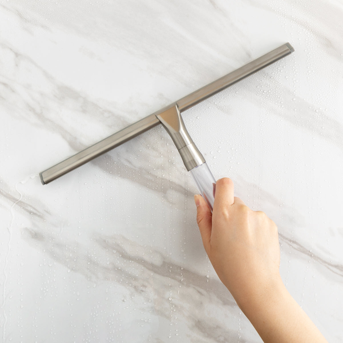  Zadro Shower Squeegee With Silicone Blade & Wall Mounting Bracket - Satin Nickel/Clear Acrylic - Bonton