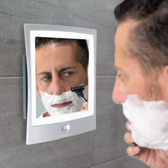 Fogless Lighted Shower Mirror with Mount & Rechargeable