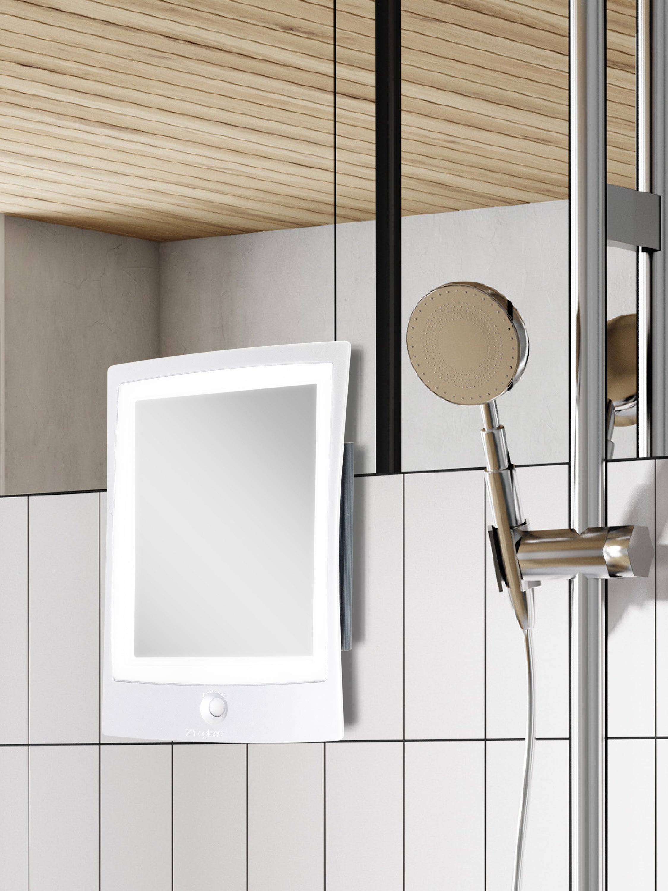  Zadro Fogless Lighted Shower Mirror with Mount & Rechargeable - White - Bonton