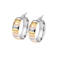 Tri-Colored Pattern Round Hoop Earrings