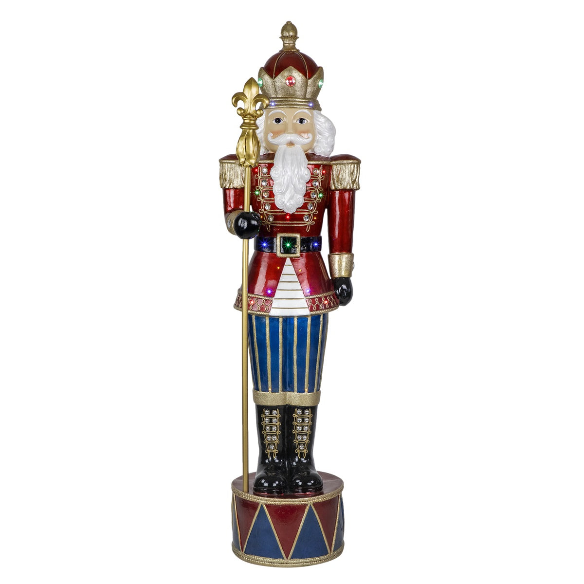  Northlight LED Lighted Jeweled Commercial Grade Fiberglass Christmas Nutcracker - 6' - Red and Blue - Default Title - Bonton