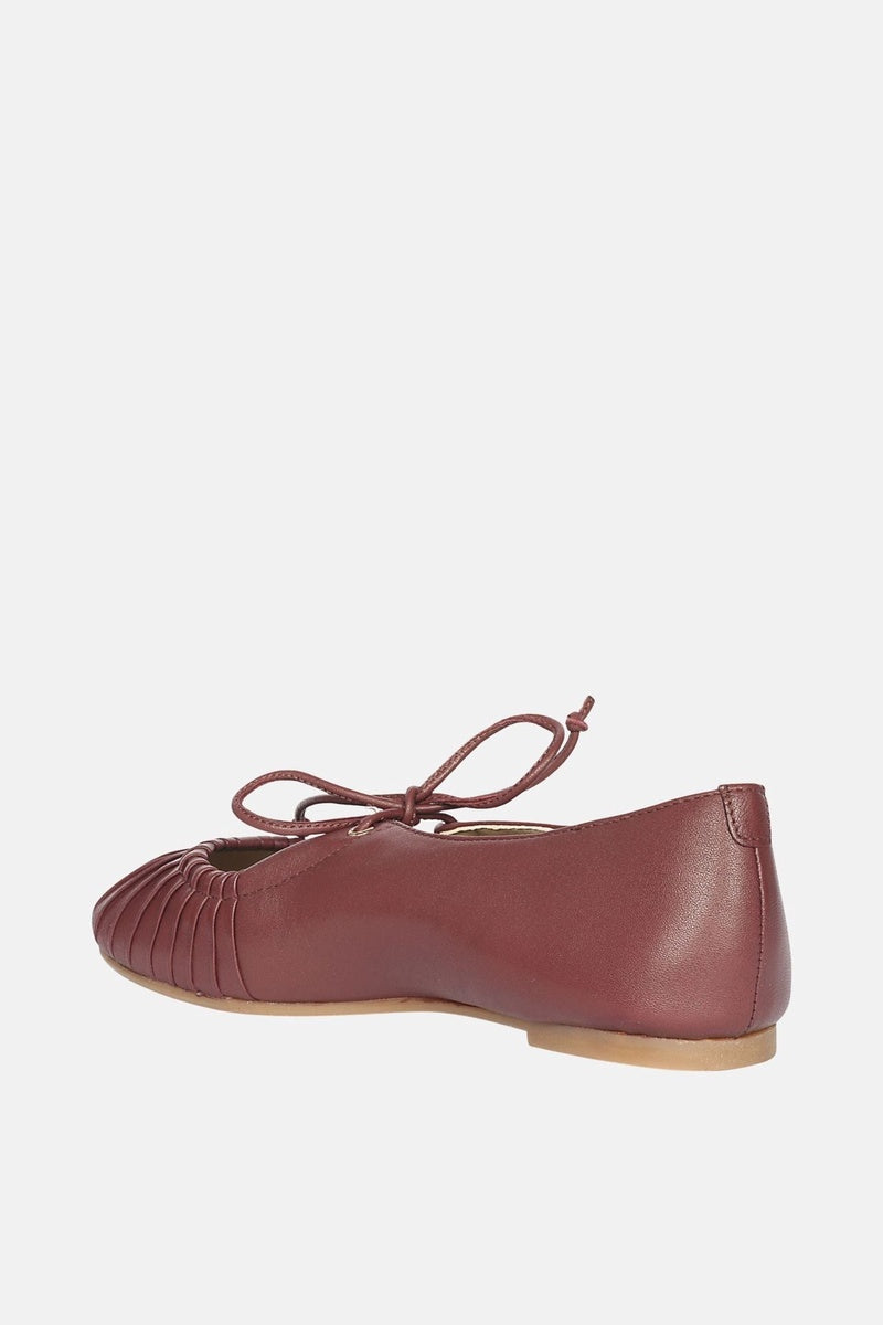  Jelavu Jelavu - Ellie Ruched Lace-Up Ballerina - Burgundy Leather - Burgundy - Bonton