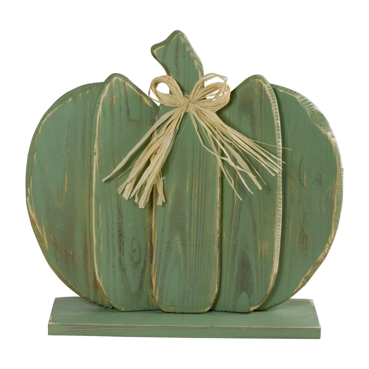  Northlight Fall Harvest Wooden Pumpkin With Bow Decoration - 14.75