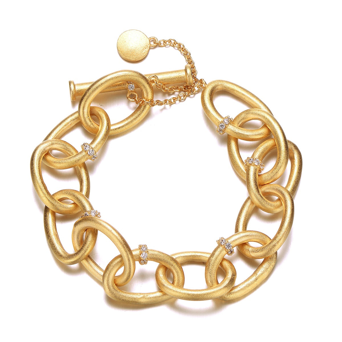  Rachel Glauber 14K Gold-Plated Chain Bracelet With Cubic Zirconia, Combining Classic Gold Elegance With Sparkling Stones for a Refined and Stylish Accessory. - Default Title - Bonton