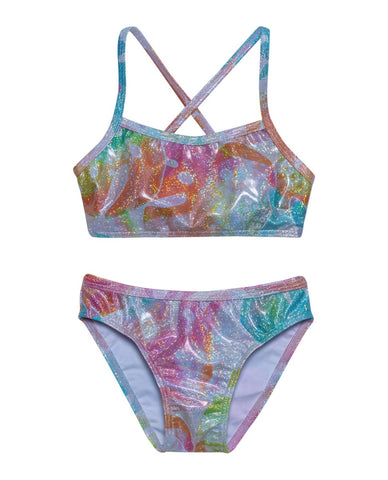 Palm Tree Bralette Bikini Top and Bikini Bottom Set