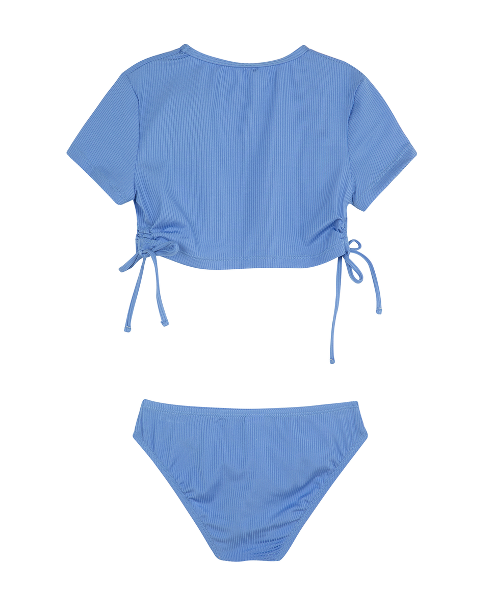  Gottex Kids Summer Rib Short Sleeve Side Tie Swim Set - Blue - Bonton