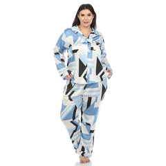 Plus Size Printed Satin Pajama Set