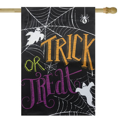 Spider Webs and Ghosts Trick or Treat Outdoor Garden Flag 28" X 40"