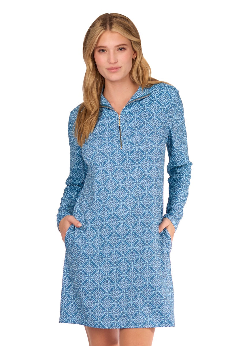  Cabana Life Camden Leaf 1/4 Zip Sport Dress - L - Bonton